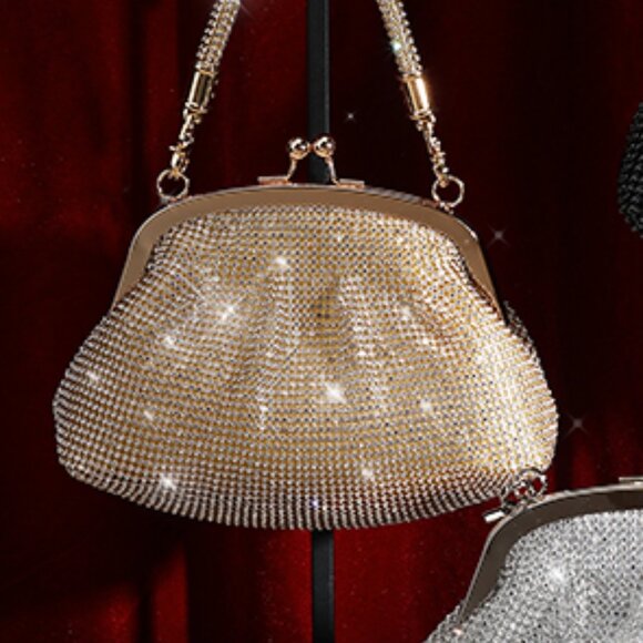 Neiman Marcus Vintage Beaded Rhinestone Gold Clutch - Picture 3 of 4